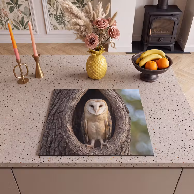 Protection plaque induction - Chouette effraie - Arbre - Nature - Marron — 3