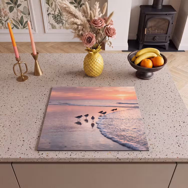 Protection plaque induction - Mouettes - Plage - Mer - Rose — 3