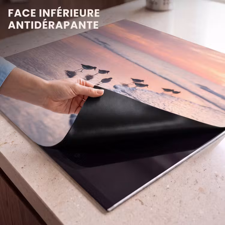 Protection plaque induction - Mouettes - Plage - Mer - Rose — 7