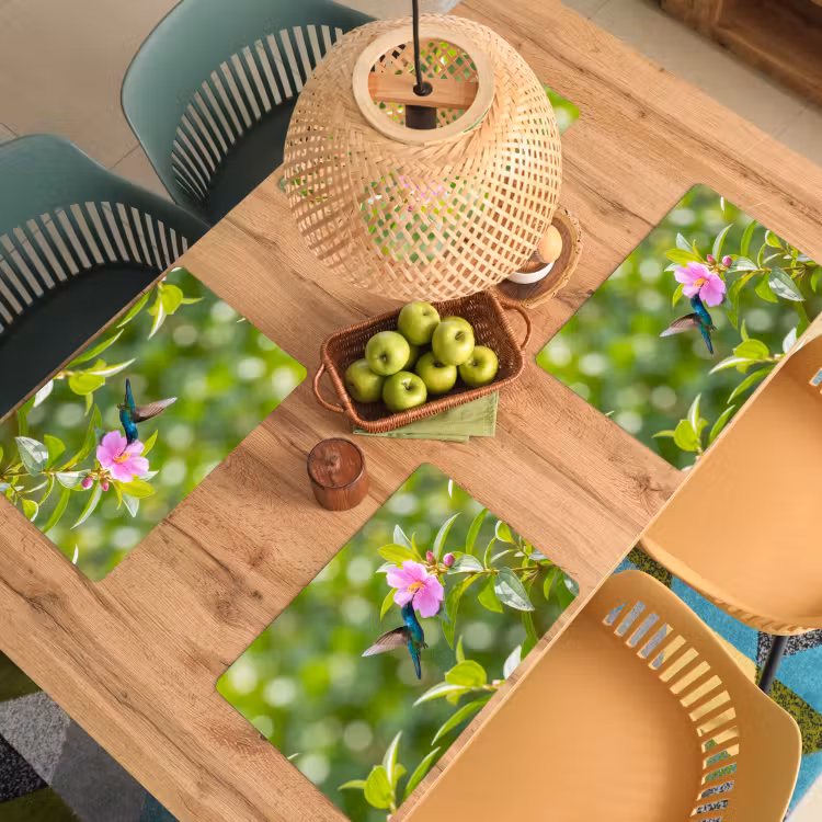 Set de table – 6 pièces - Colibri - Fleur - Nature - Vert — 3