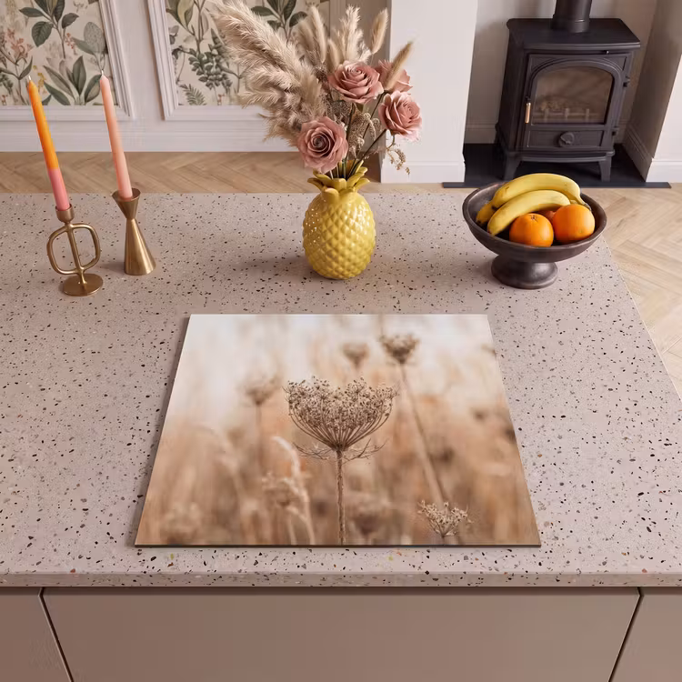 Protection plaque induction - Fleur d'écran - Fleur sèche - Hiver - Beige - Minimaliste — 3
