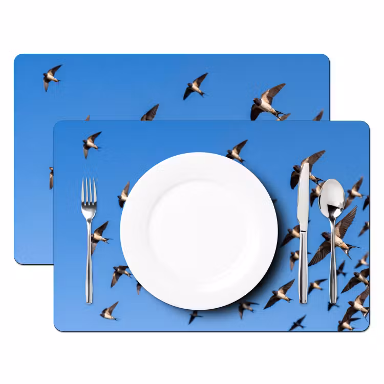 Set de table – 6 pièces - Hirondelles - Mouches - Bleu — 2