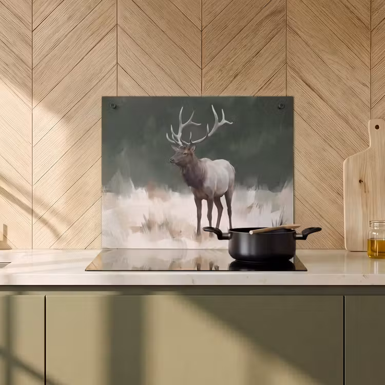 Protection à induction avec crochets - Cerf élaphe - Bois - Peinture - Rustique — 1