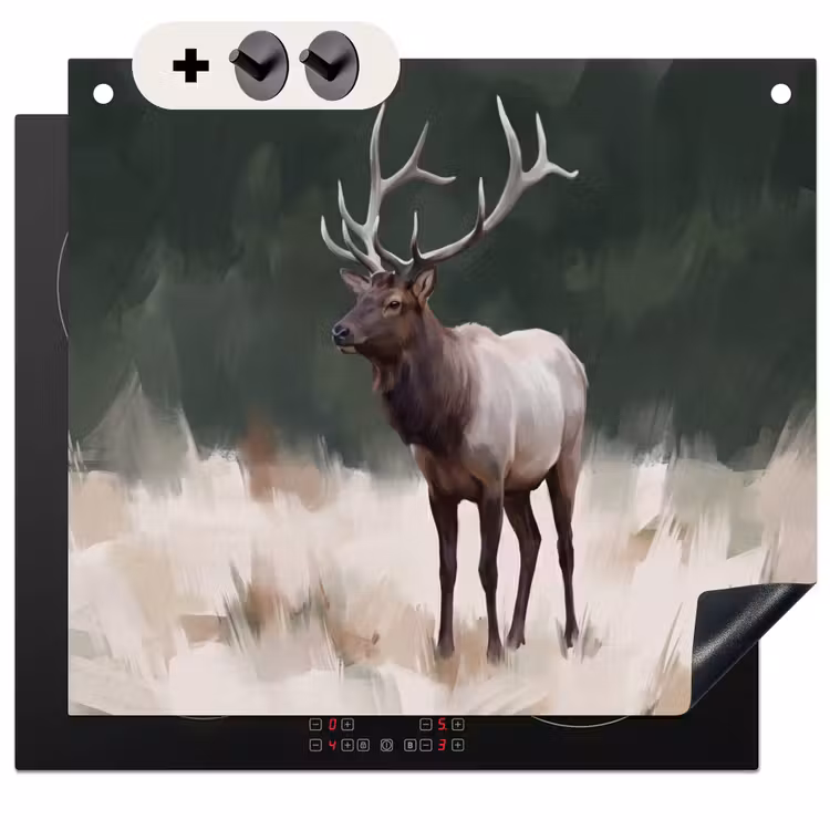 Protection à induction avec crochets - Cerf élaphe - Bois - Peinture - Rustique — 3