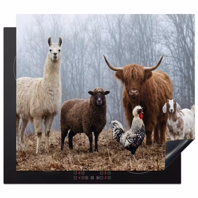 Protection plaque induction - Animaux de ferme - Groupe - Brouillard - Nature - Rustique — 1