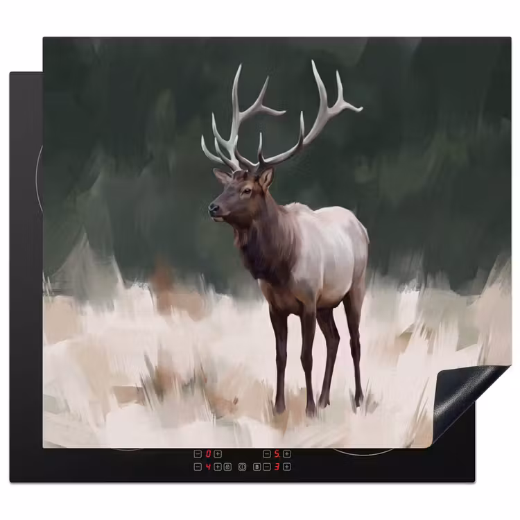 Protection plaque induction - Cerf élaphe - Bois - Peinture - Rustique — 1