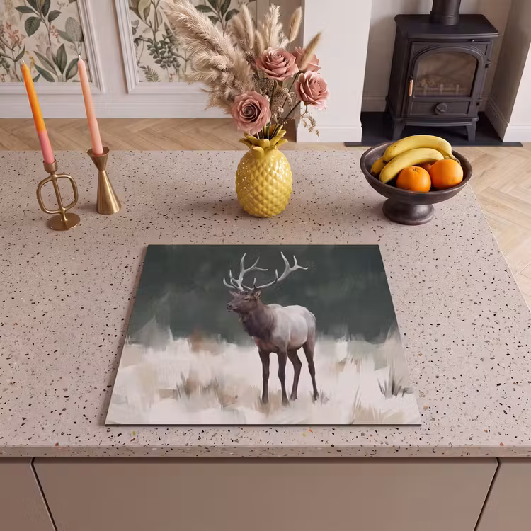 Protection plaque induction - Cerf élaphe - Bois - Peinture - Rustique — 3
