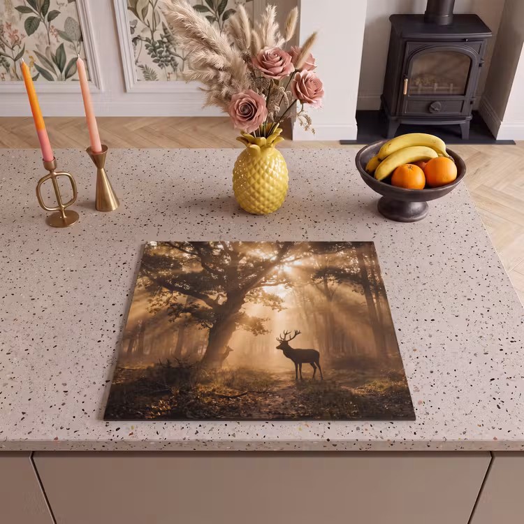 Protection plaque induction - Cerf - Forêt - Brumeux - Nature - Or — 3