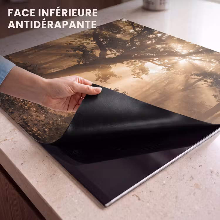 Protection plaque induction - Cerf - Forêt - Brumeux - Nature - Or — 7