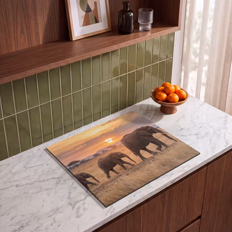 Protection plaque induction - Éléphants - Savane - Coucher de soleil - Afrique - Chaud — 4