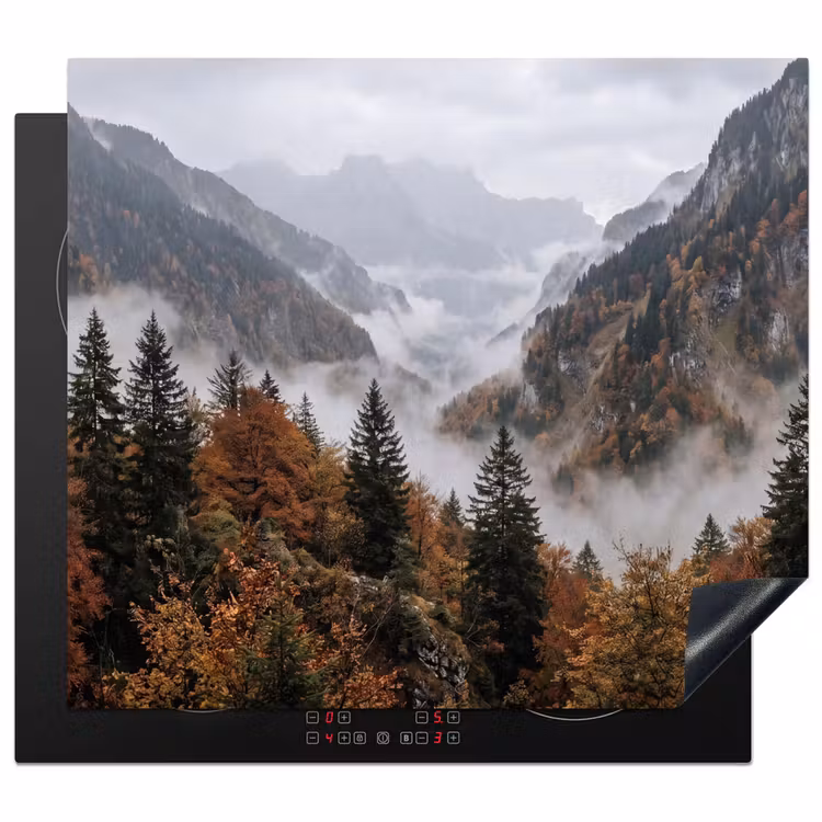 Protection plaque induction - Montagnes - Vallée - Brume - Automne - Nature — 1