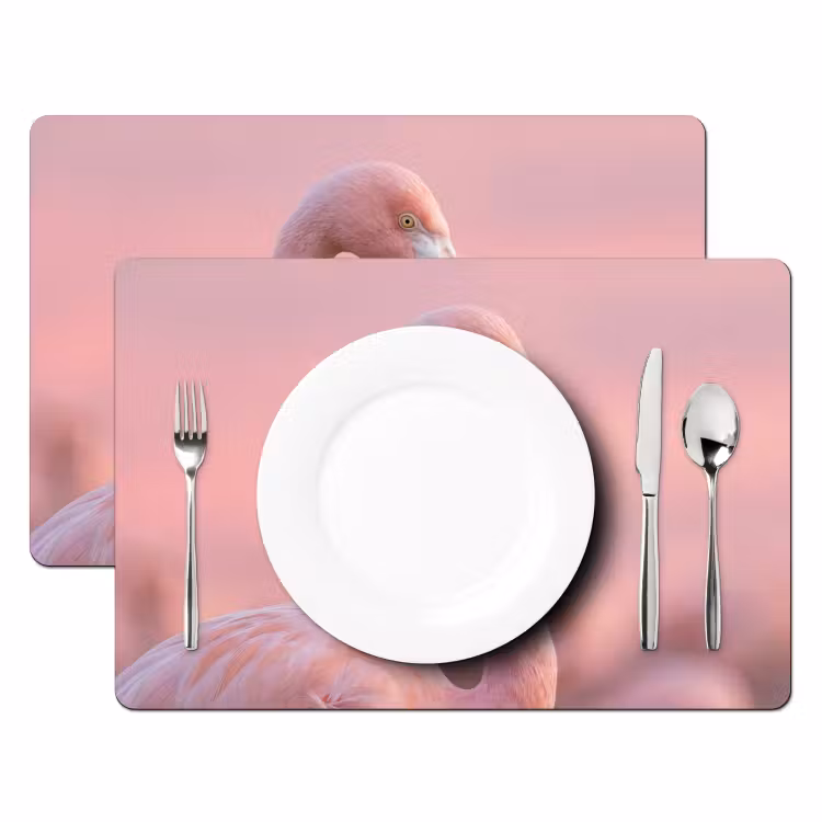 Set de table – 6 pièces - Flamant - Portrait - Rose — 2