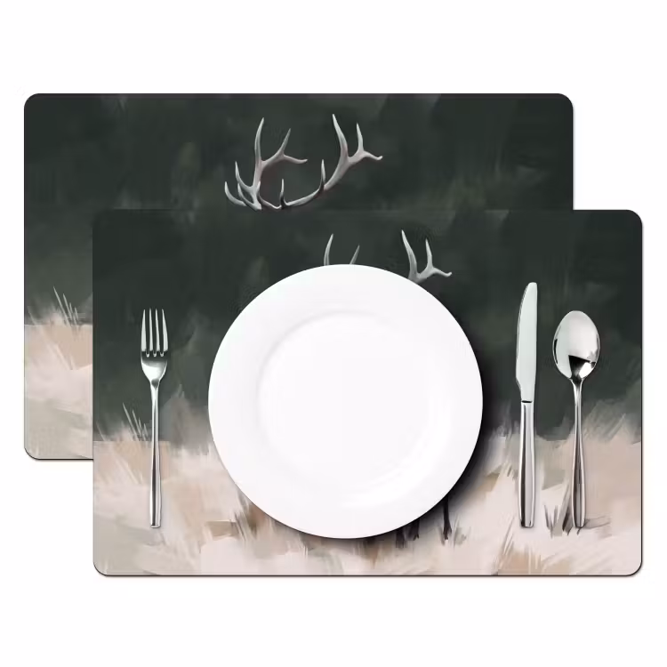 Set de table – 6 pièces - Cerf élaphe - Bois - Peinture - Rustique — 2
