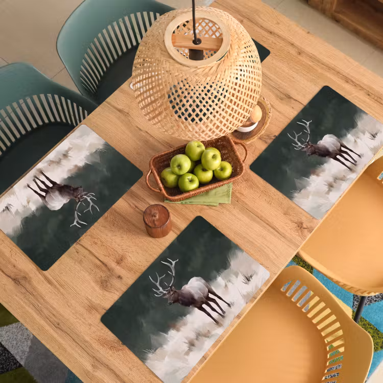 Set de table – 6 pièces - Cerf élaphe - Bois - Peinture - Rustique — 3
