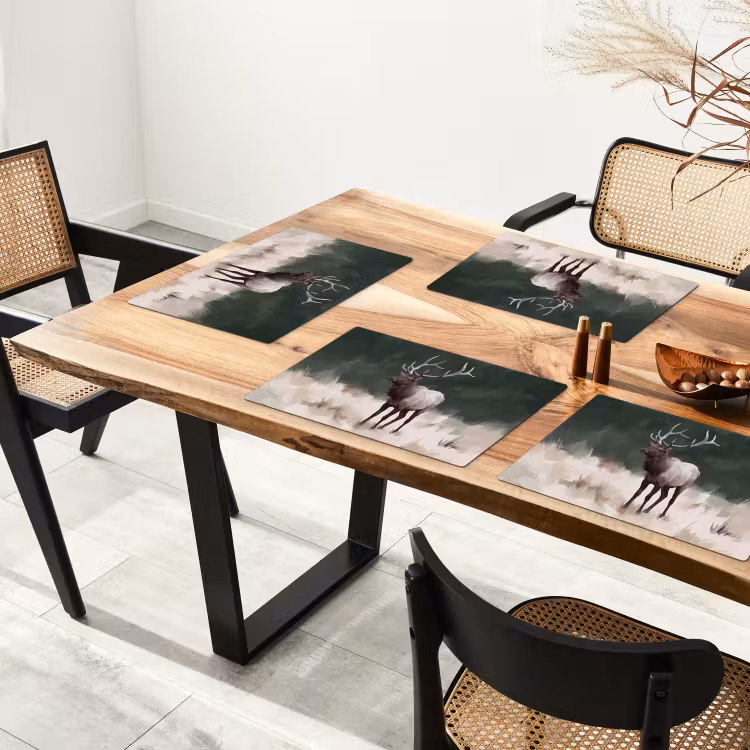 Set de table – 6 pièces - Cerf élaphe - Bois - Peinture - Rustique — 4
