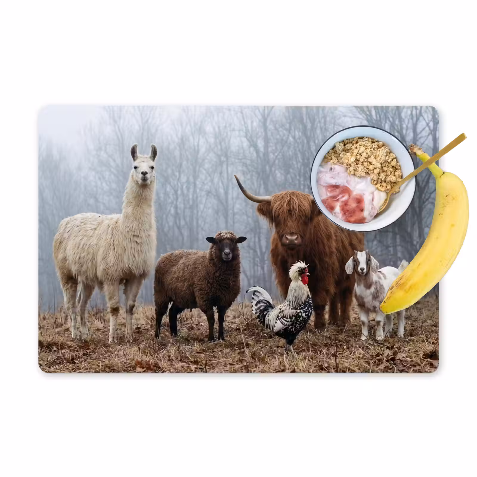 Set de table – 6 pièces - Animaux de ferme - Groupe - Brouillard - Nature - Rustique — 1