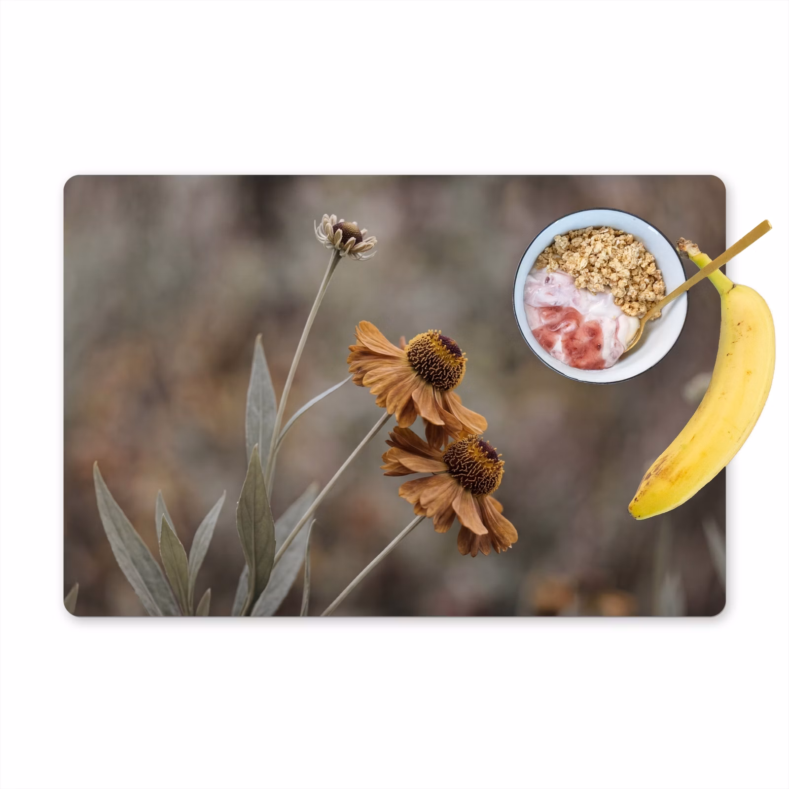Set de table – 6 pièces - Chapeau de soleil - Fleurs sèches - Jaune - Chaud — 1