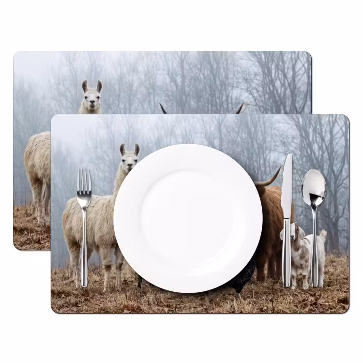Set de table – 6 pièces - Animaux de ferme - Groupe - Brouillard - Nature - Rustique — 2