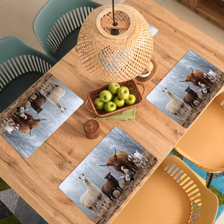 Set de table – 6 pièces - Animaux de ferme - Groupe - Brouillard - Nature - Rustique — 3