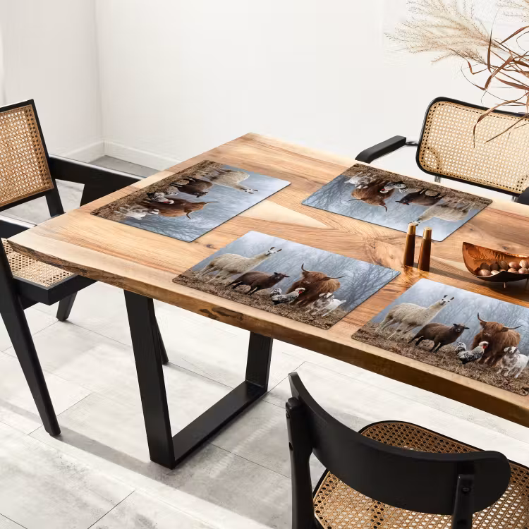 Set de table – 6 pièces - Animaux de ferme - Groupe - Brouillard - Nature - Rustique — 4