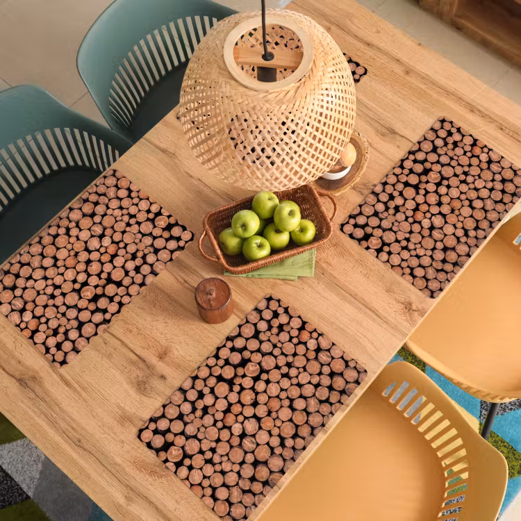 Set de table – 6 pièces - Bûches - Texture - Motif - Marron - Rustique — 3