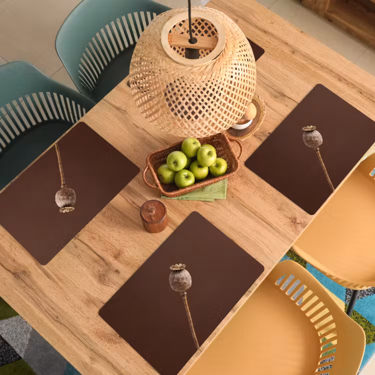 Set de table – 6 pièces - Bulbe de pavot - Fleur sèche - Marron - Minimaliste — 3
