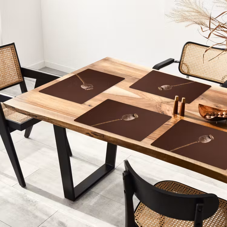 Set de table – 6 pièces - Bulbe de pavot - Fleur sèche - Marron - Minimaliste — 4