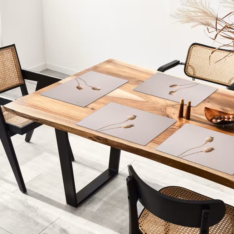 Set de table – 6 pièces - Bulbes de pavot - Fleurs sèches - Minimaliste - Beige - Calme — 4