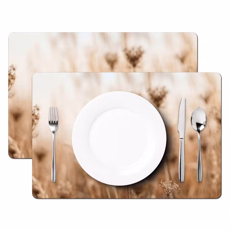 Set de table – 6 pièces - Fleur d'écran - Fleur sèche - Hiver - Beige - Minimaliste — 2