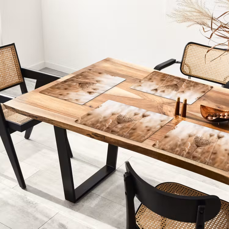Set de table – 6 pièces - Fleur d'écran - Fleur sèche - Hiver - Beige - Minimaliste — 4