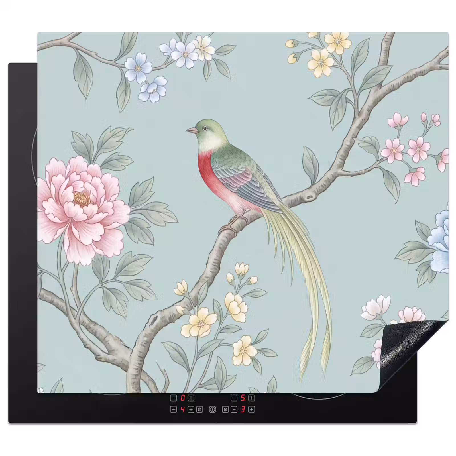Protection plaque induction - Oiseau - Fleurs - Coloré — 1