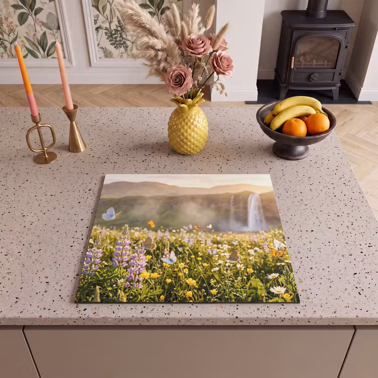 Protection plaque induction - Papillons - Cascade - Champ de fleurs — 3