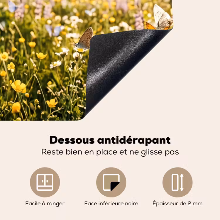 Protection plaque induction - Papillons - Cascade - Champ de fleurs — 7