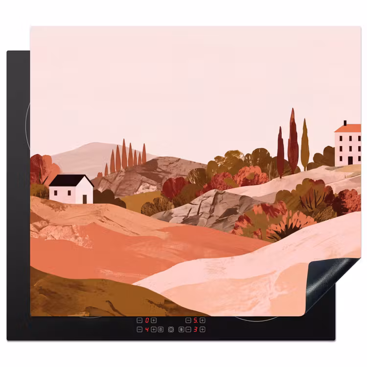 Protection plaque induction - Paysage de colline - Graphique - Terracotta — 1