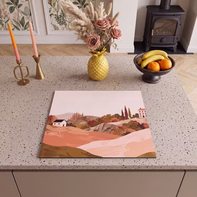 Protection plaque induction - Paysage de colline - Graphique - Terracotta — 3