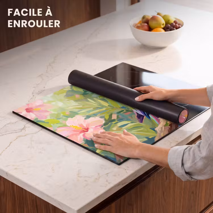 Protection plaque induction - Perroquet - fleurs d'hibiscus - coloré — 6