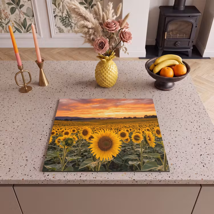 Protection plaque induction - Tournesols - Paysage de colline - Jaune — 3