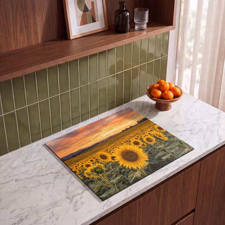 Protection plaque induction - Tournesols - Paysage de colline - Jaune — 4