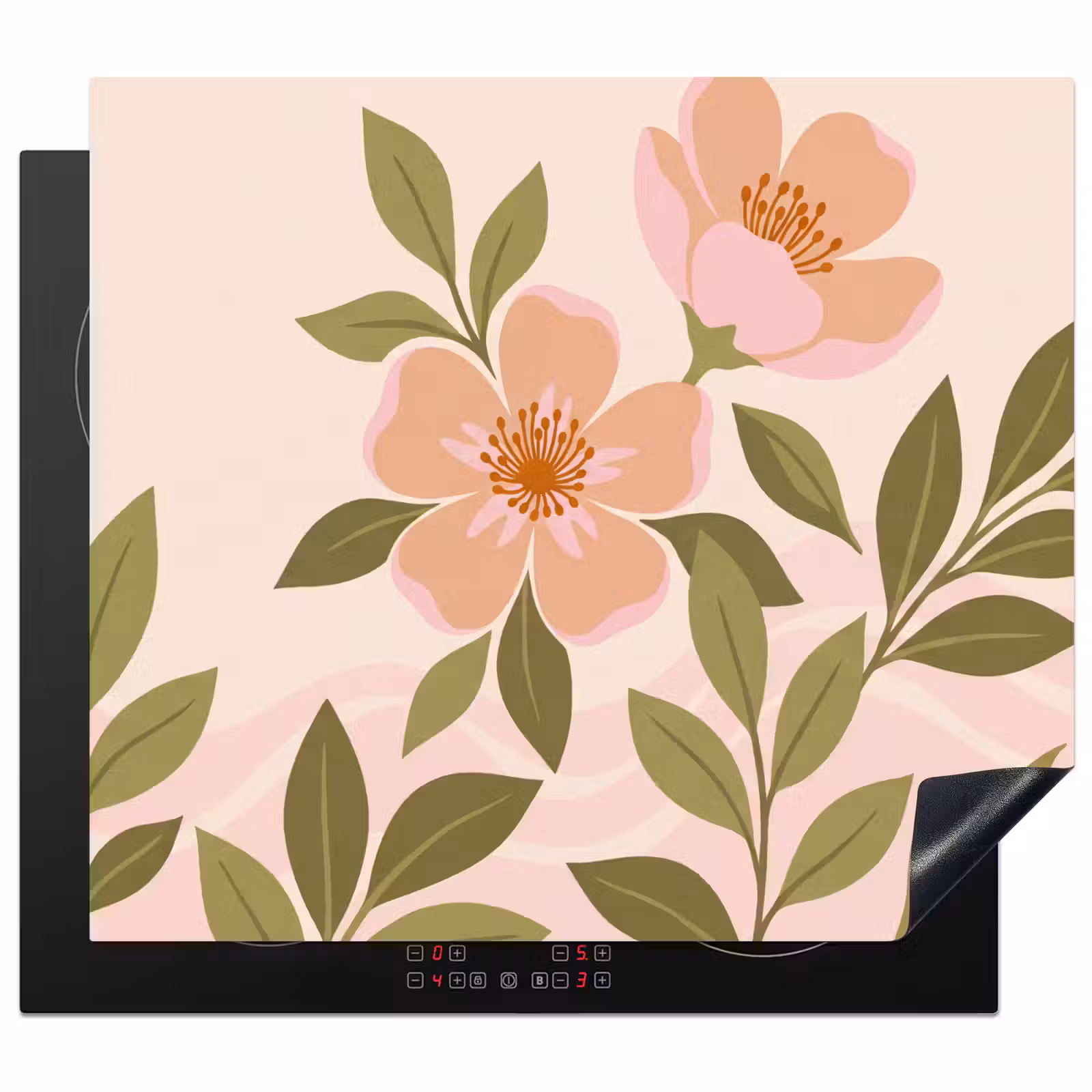 Protection plaque induction - Graphique - Fleurs - Rose — 1