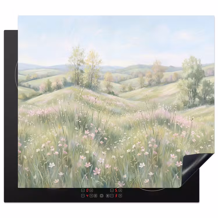Protection plaque induction - Champ de fleurs - Fleurs - Vert — 1