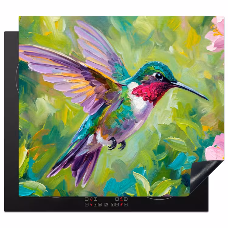 Protection plaque induction - Colibri - Fleurs - Nature - Coloré — 1