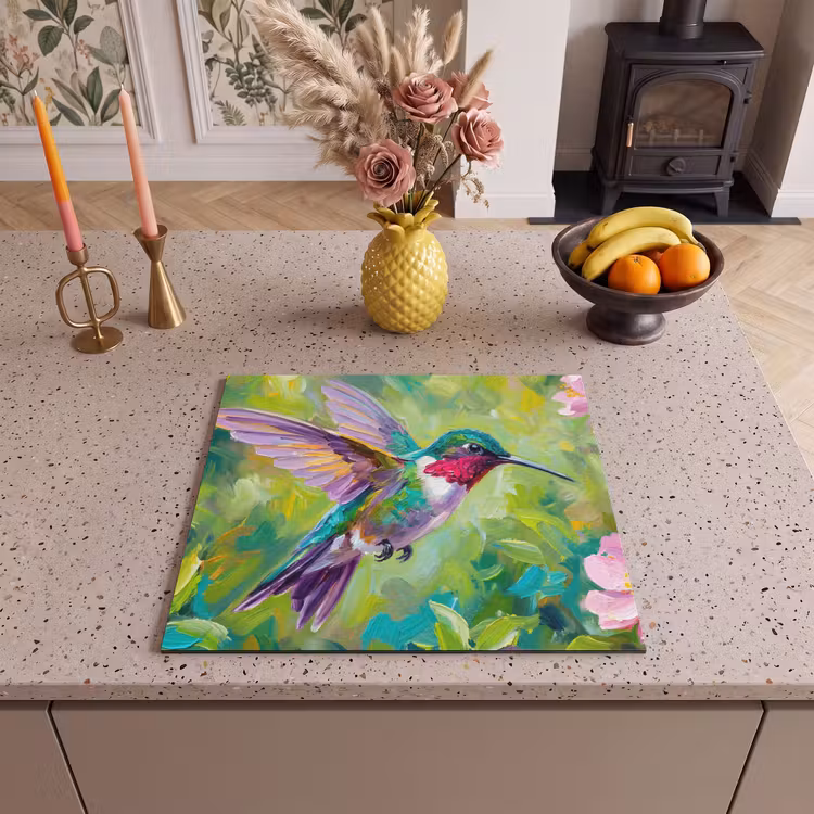 Protection plaque induction - Colibri - Fleurs - Nature - Coloré — 3