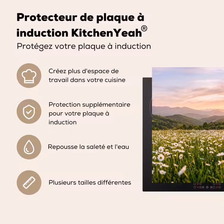 Protection plaque induction - Marguerite - Champ - Collines - Vert — 5