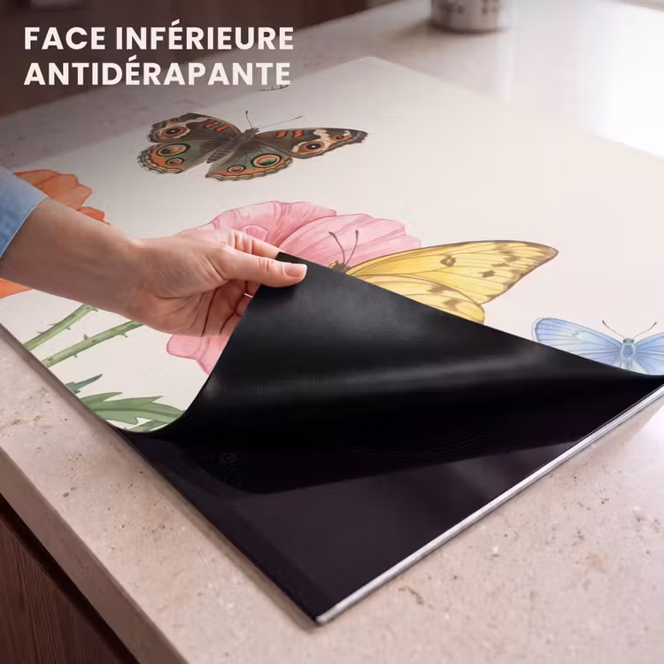 Protection plaque induction - Papillons - Coquelicots - Illustration - Coloré — 7