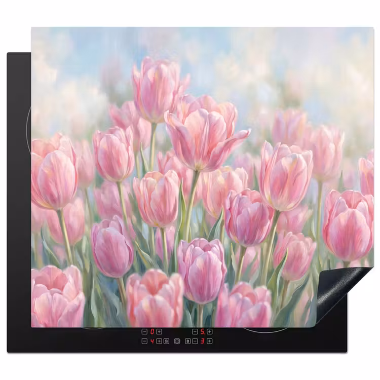 Protection plaque induction - Tulipes - Champ - Printemps - Rose — 1