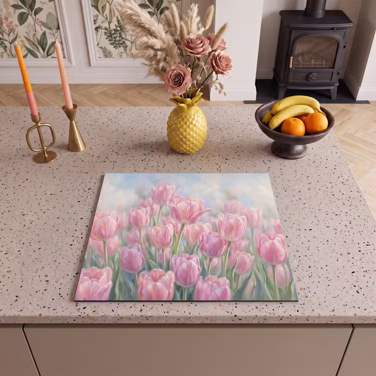 Protection plaque induction - Tulipes - Champ - Printemps - Rose — 3