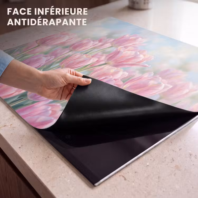 Protection plaque induction - Tulipes - Champ - Printemps - Rose — 7