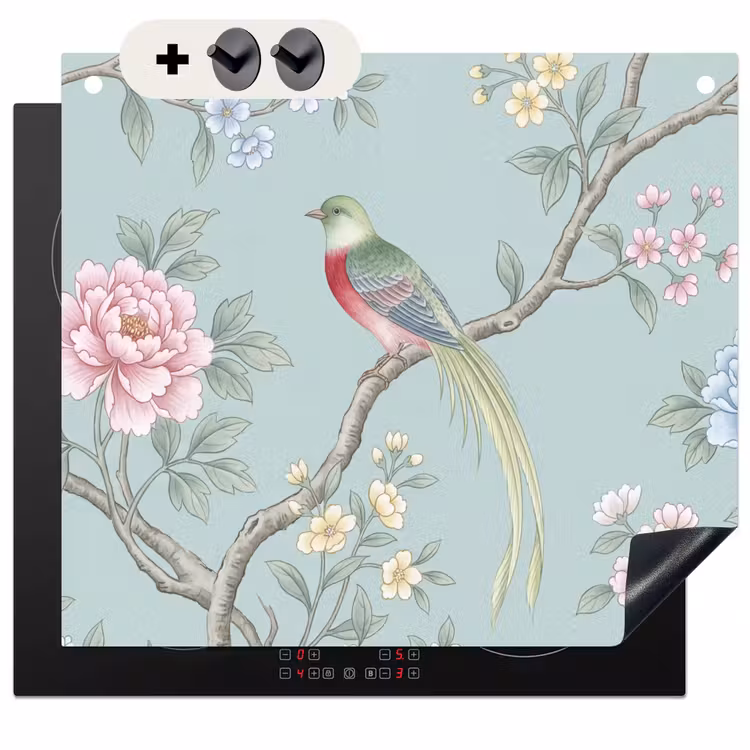 Protection à induction avec crochets - Oiseau - Fleurs - Coloré — 3