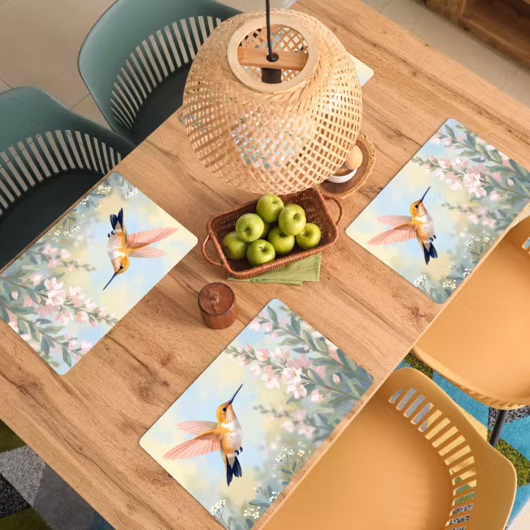 Set de table – 6 pièces - Colibri - Illustration - Coloré — 3