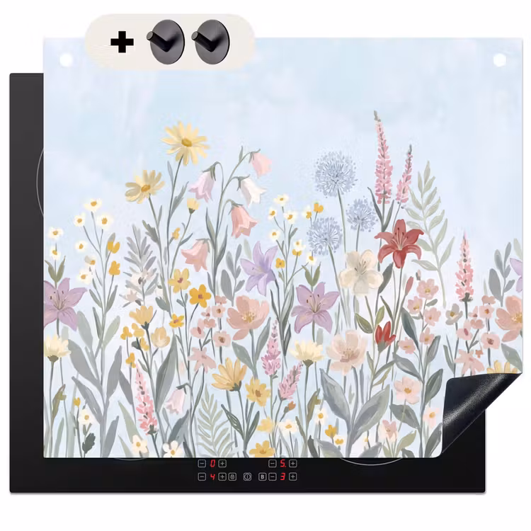 Protection à induction avec crochets - Fleurs des prés - Illustration - Coloré — 3